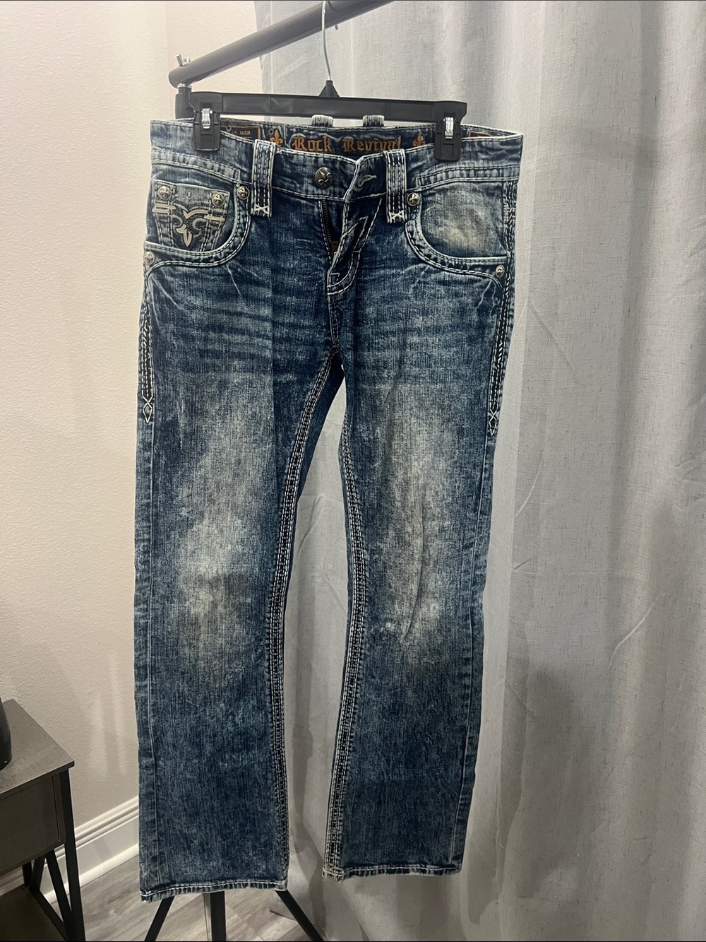 Rock Revival Men's Washed Blue Bootcut Jeans
